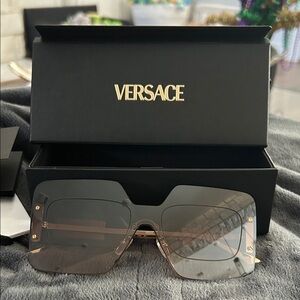 Versace Black and Gold Square Sunglasses